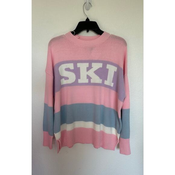 Sincerely Jules knit Pastel Crewneck Oversized Ski Sweater - S - Picture 1 of 3